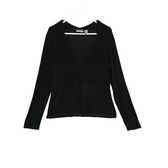 Chico's Tops - Chico's Travelers Womens Slinky Long Sleeve Blouse Deep V Neck Size 2 (L/12)